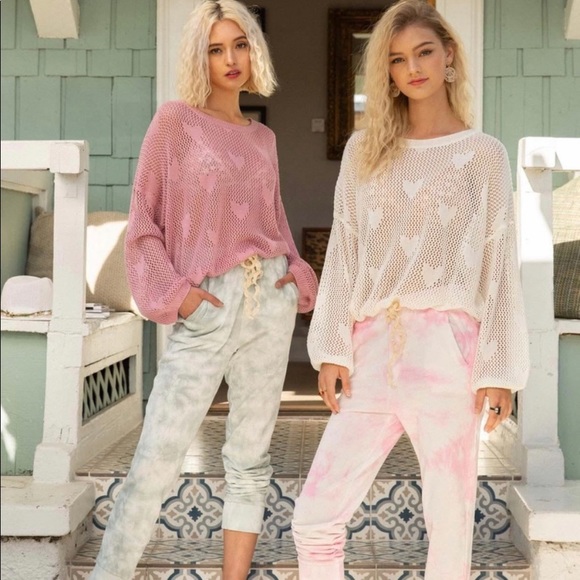 POL Ivory Fresh Breezy Heart Open Weave Sweater - Picture 5 of 6